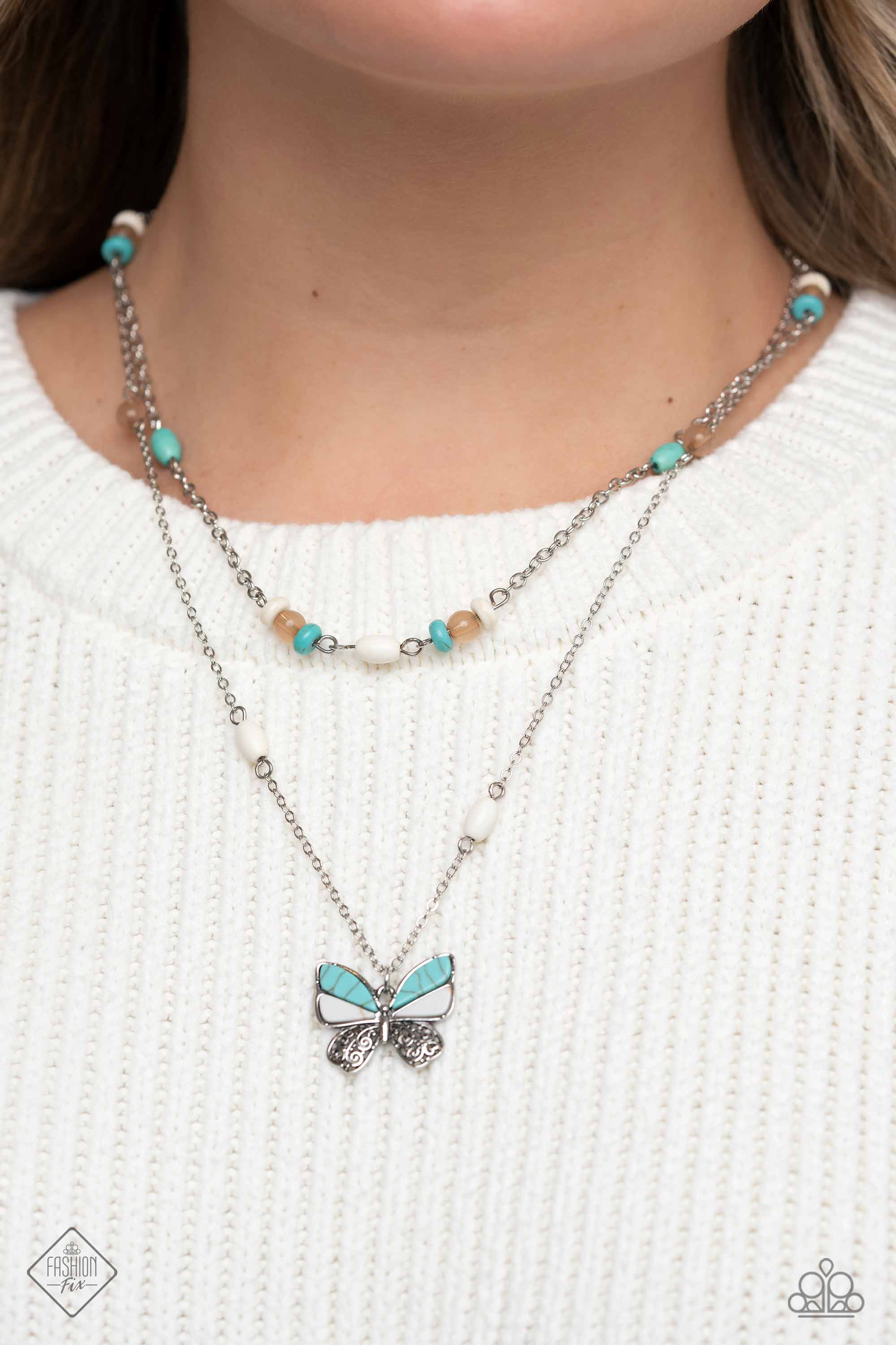 Free-Spirited Flutter - Blue Necklace - Fashion Fix January Free-Spirited Flutter - Blue Necklace - Fashion Fix January