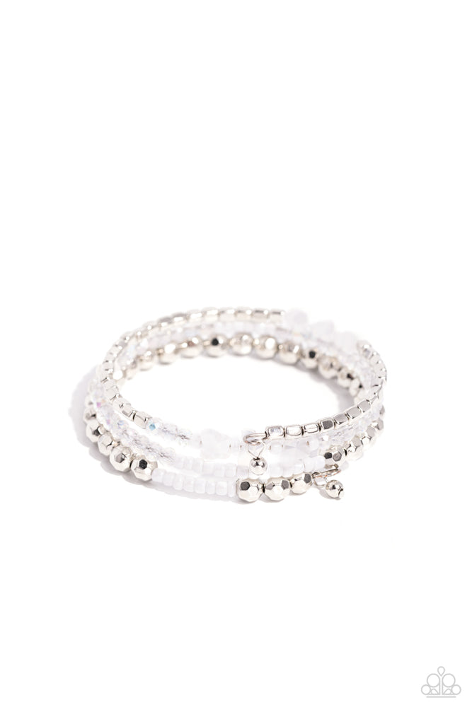 Boundless Behavior - White Iridescent Butterfly Coil Bracelet - Exclusive Gimme The Glitz 2024