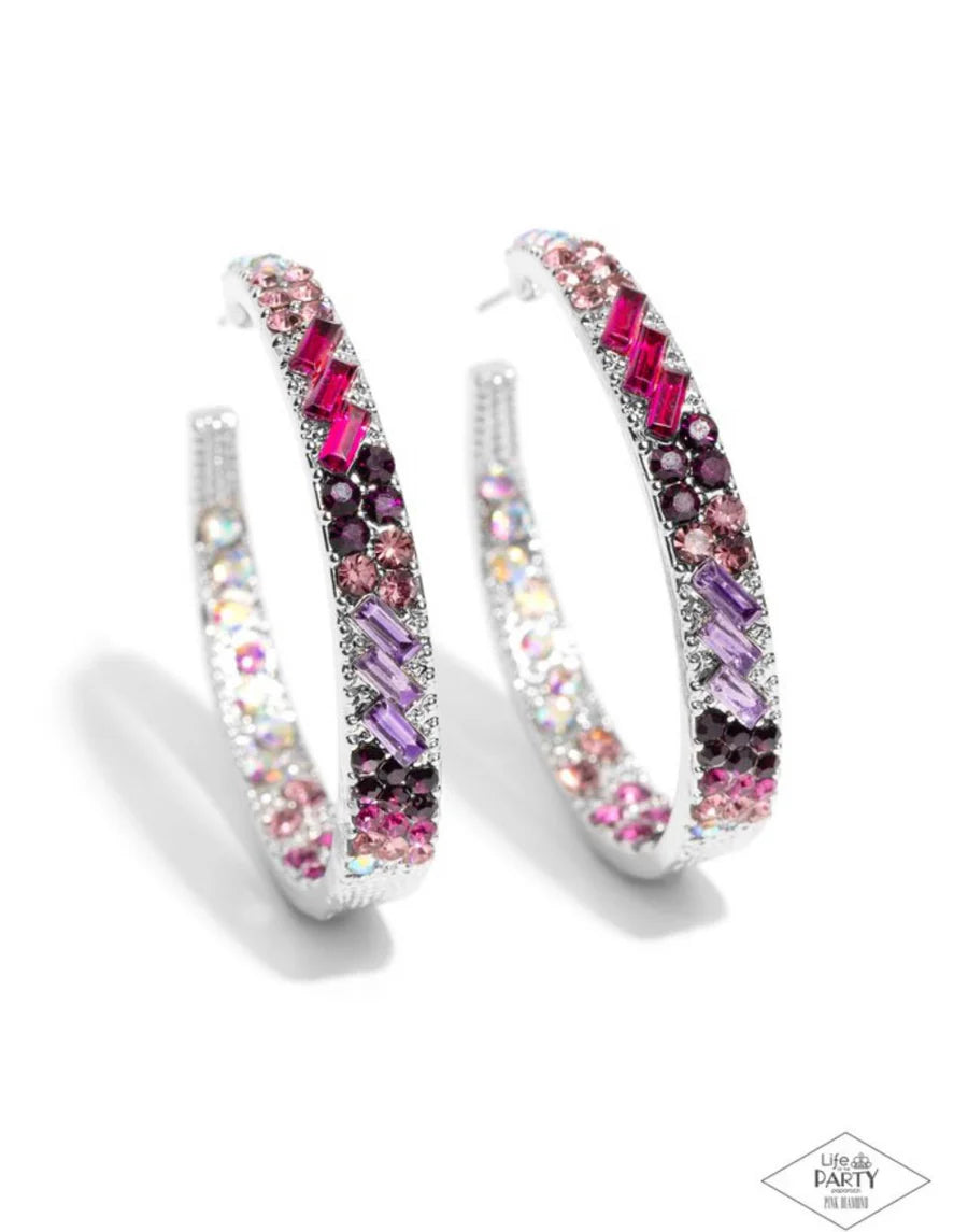 GLITZY BY ASSOCIATION - MULTI-PINK AND IRIDECENT RHINESTONE EARRINGS - BRING BACK EXCLUSIVE