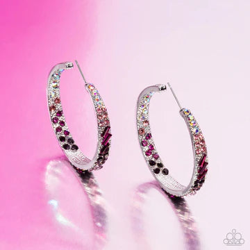 GLITZY BY ASSOCIATION - MULTI-PINK AND IRIDECENT RHINESTONE EARRINGS - BRING BACK EXCLUSIVE