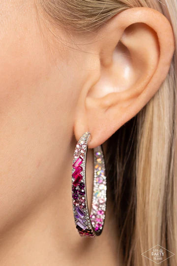 GLITZY BY ASSOCIATION - MULTI-PINK AND IRIDECENT RHINESTONE EARRINGS - BRING BACK EXCLUSIVE