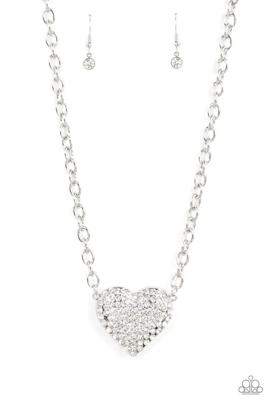 Heartbreakingly Blingy - White Necklace - Life of the Party Exclusive January 2022