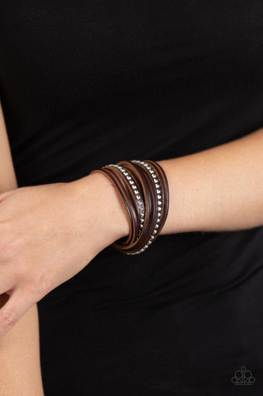 Studded Sensation - Brown Bracelet