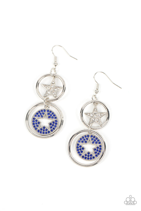 Liberty and Sparkle For All - Blue Rhinestone Star Earring