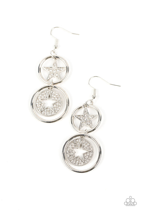 Liberty and Sparkle For All - White Rhinestone Star Earring