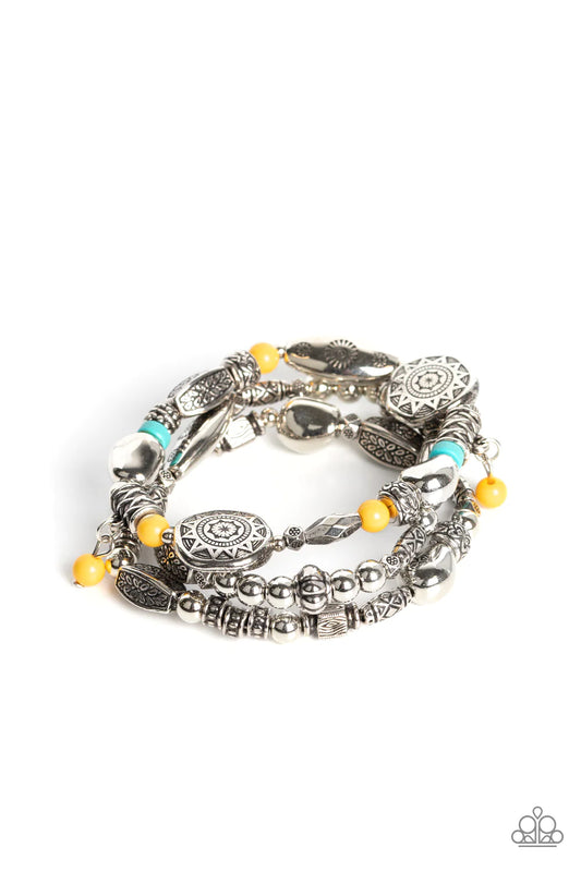 Western Quest - Yellow and Turquoise Stretchy Bracelet - Summer Party Pack 2022 Exclusive