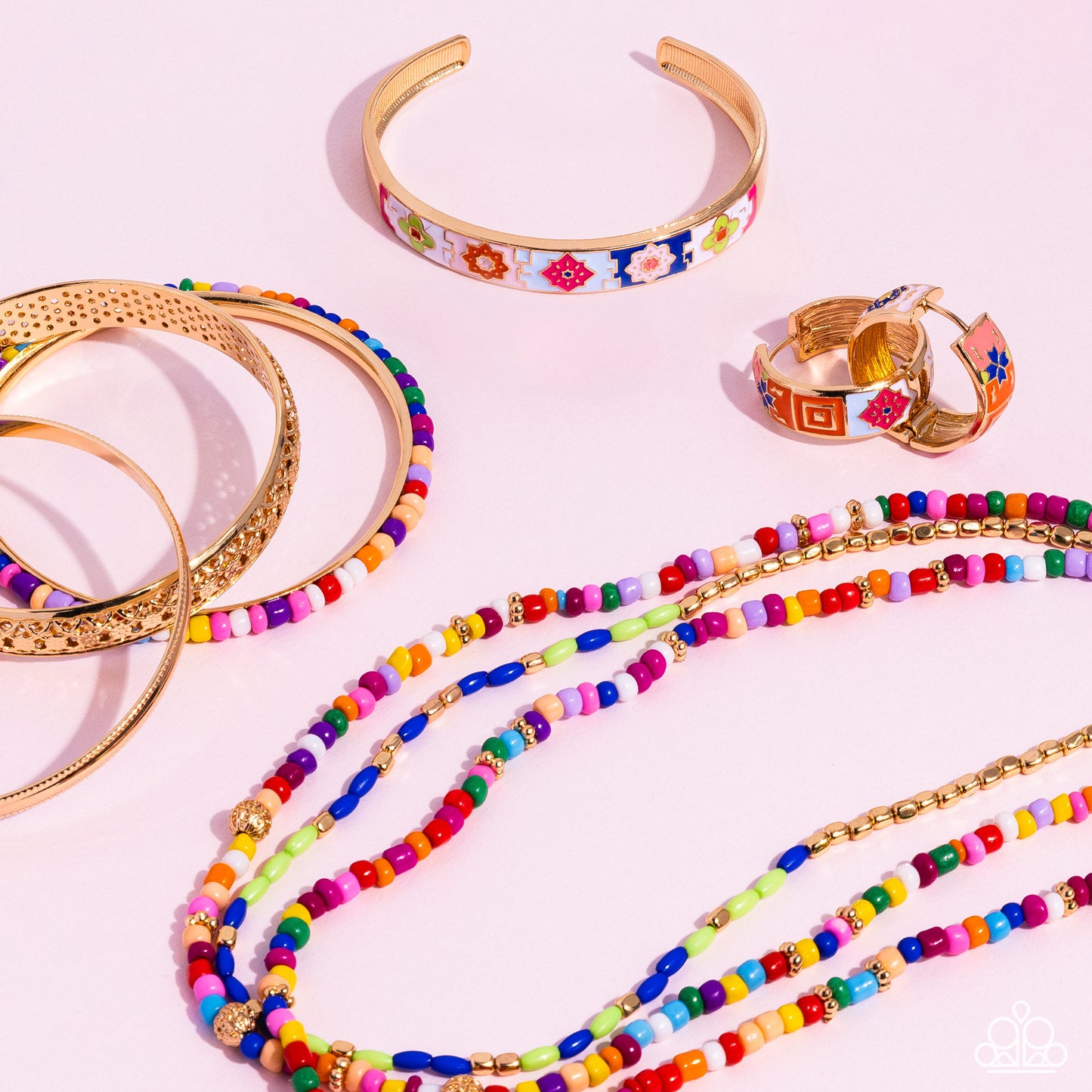 Multicolored Medley - Gold Bangle Bracelet Set - Fashion Fix December 2023