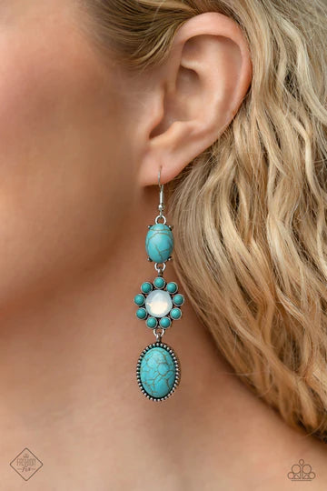 Carefree Cowboy - Turquoise Blue Earrings - Fashion Fix March 2023