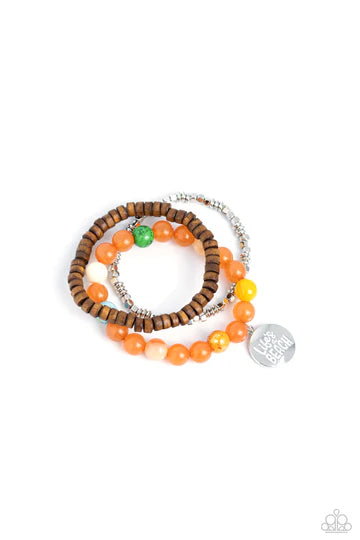 Life's A Beach - Orange Stretchy Stack Bracelets