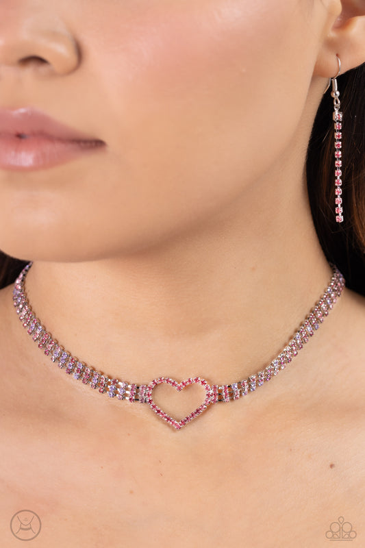 Rows of Romance - Pink Necklace