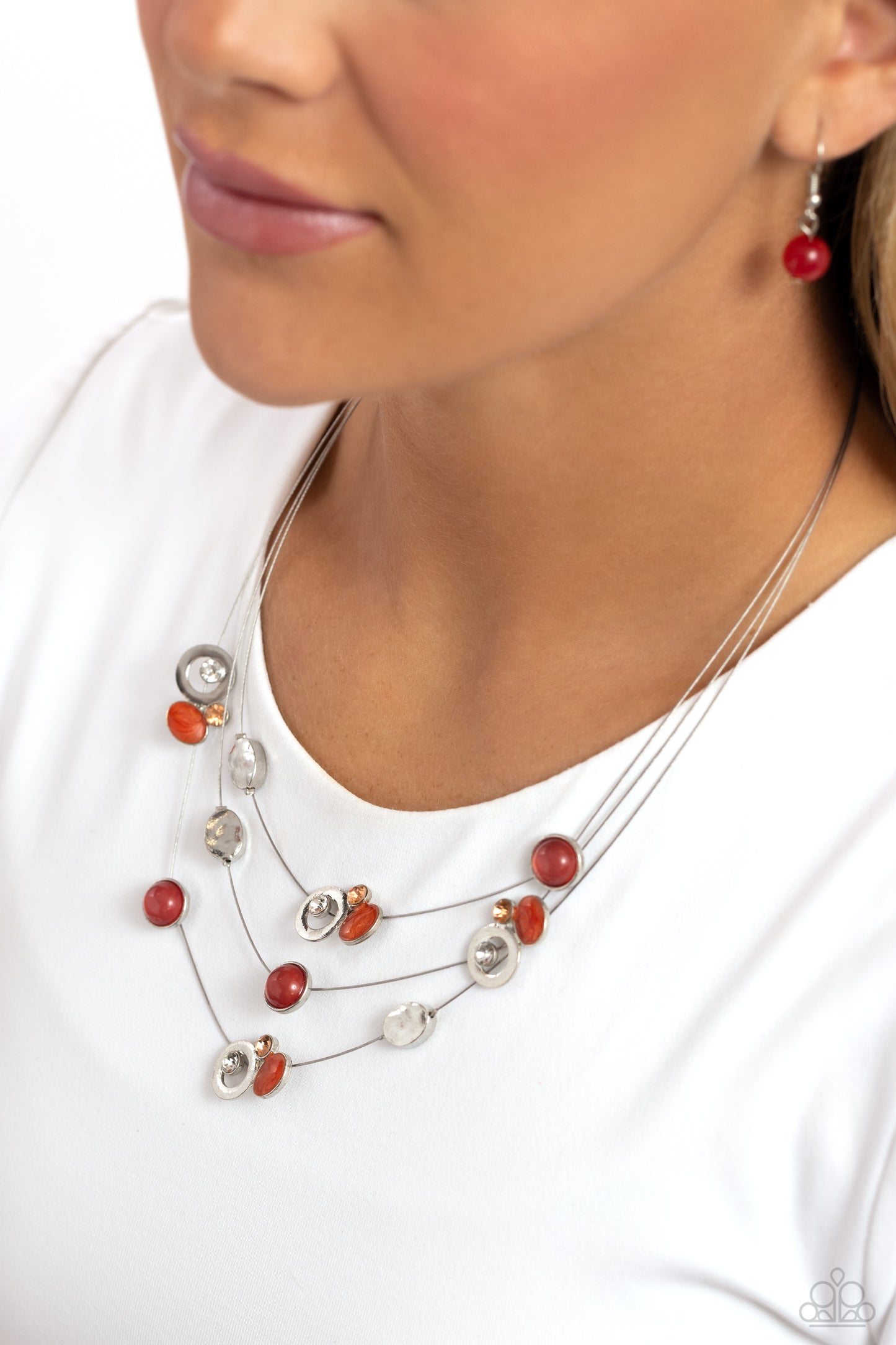 Affectionate Array - Orange Necklace