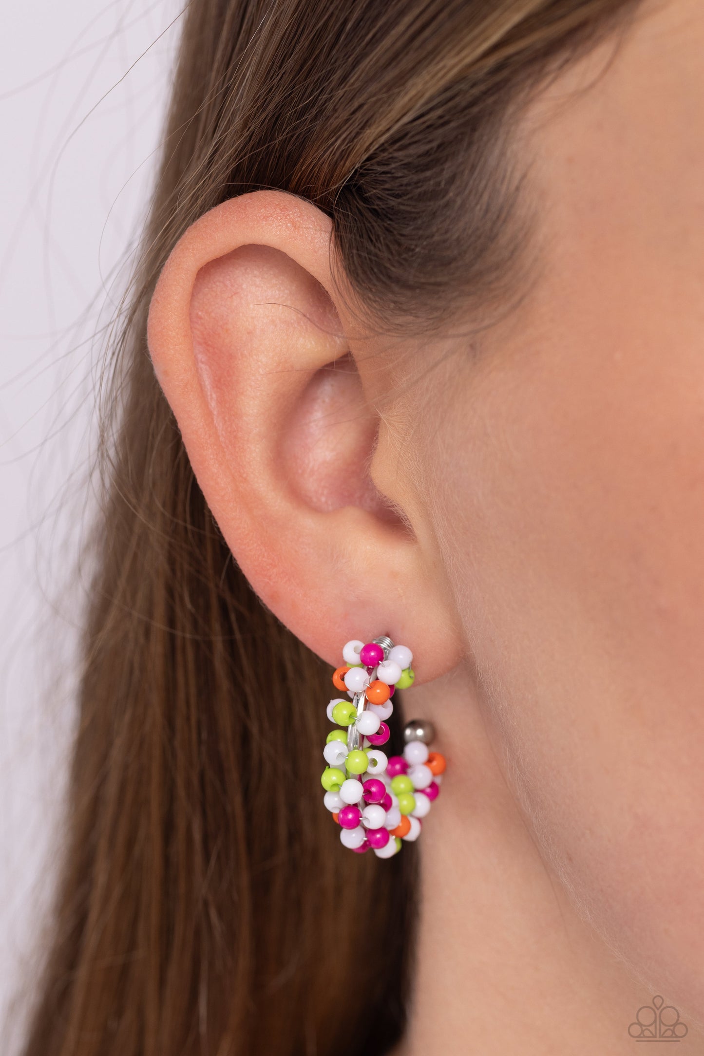 Balloon Backdrop - White Earring