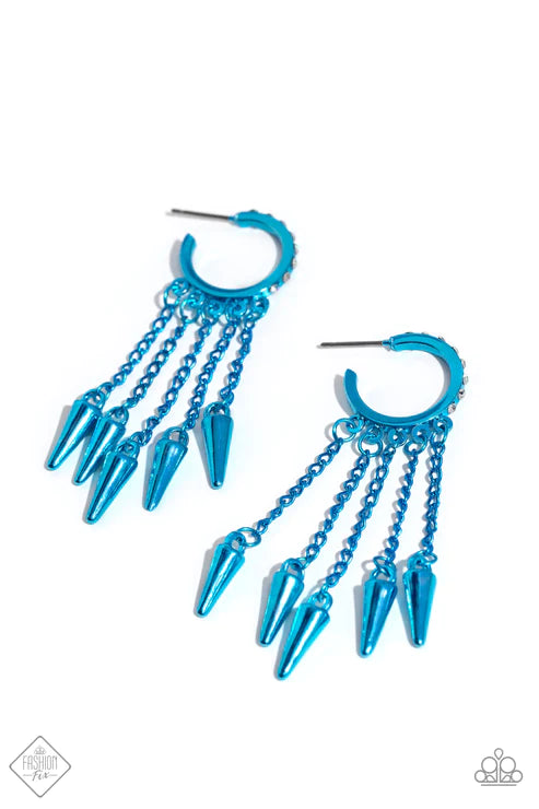 Piquant Punk - Blue Earrings - Fashion Fix December 2023