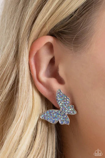 High Life - Blue Iridescent Butterfly Earrings