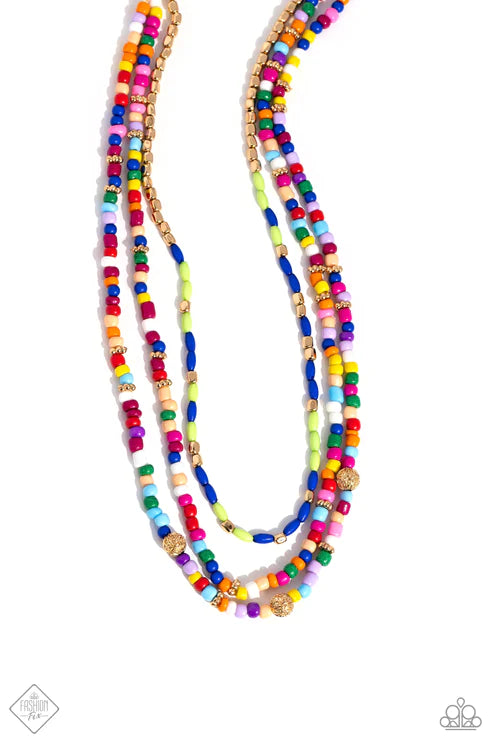 Multicolored Mashup -  Gold Necklace - Fashion Fix December 2023