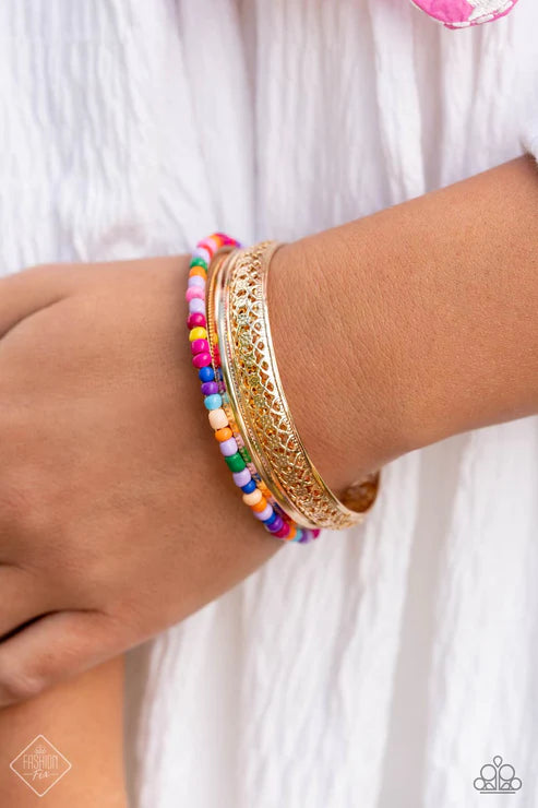 Multicolored Medley - Gold Bangle Bracelet Set - Fashion Fix December 2023