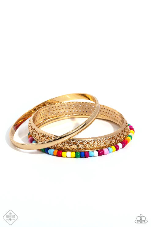 Multicolored Medley - Gold Bangle Bracelet Set - Fashion Fix December 2023