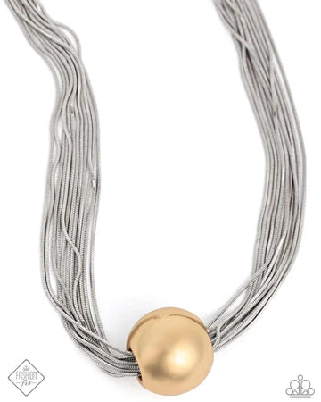 Sizzling Strands - Multi Silver/Gold Necklace - Fashion Fix April 2024