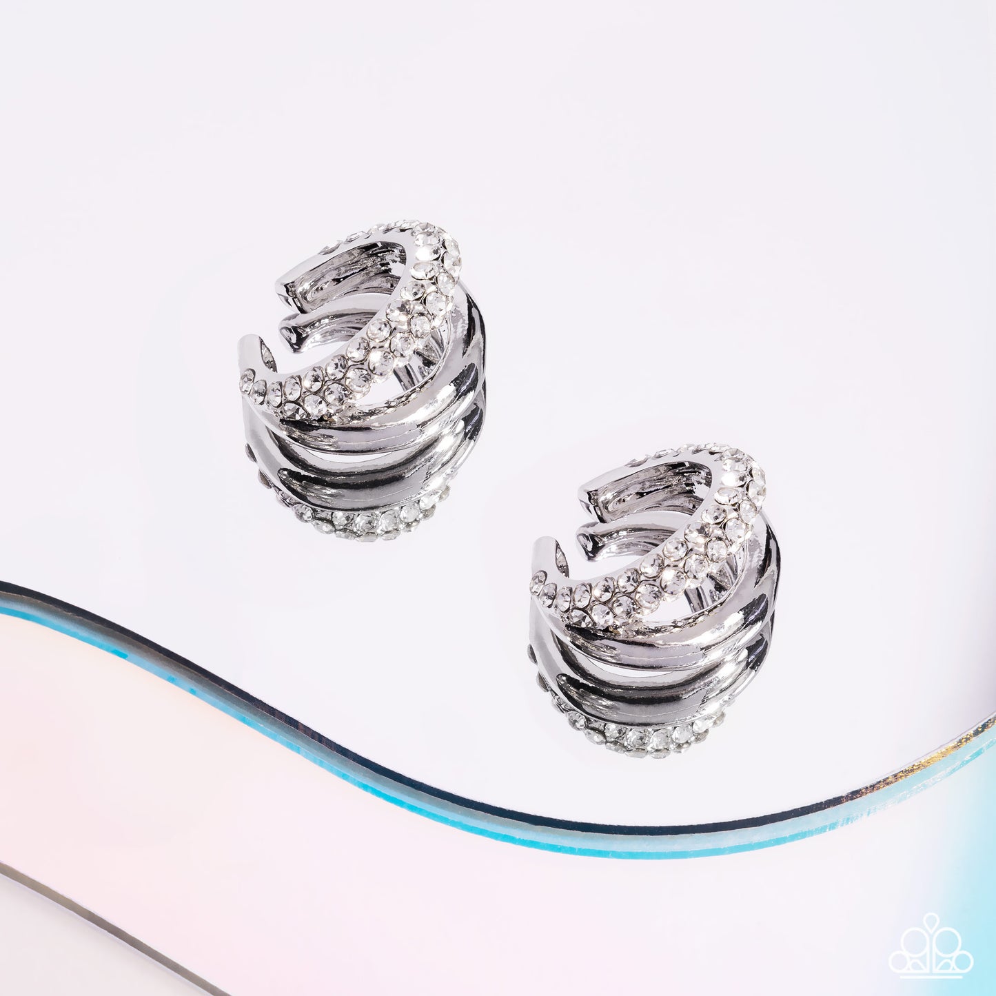 Sizzling Spotlight - White Cuff Earring