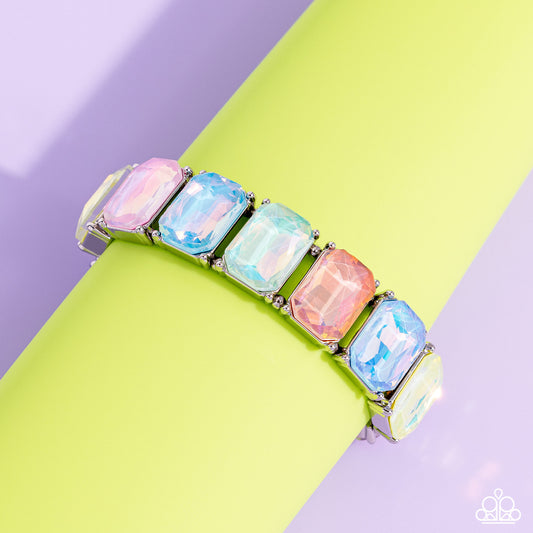 Glamorous Getaway - Multi Opalescent Stretch Bracelet - Exclusive Life of the Party March 2024