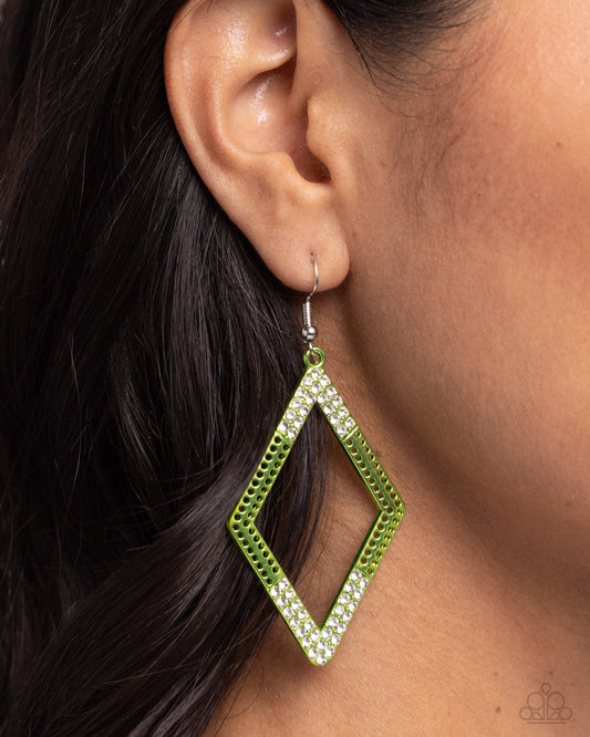 Eloquently Edgy - Green Earring