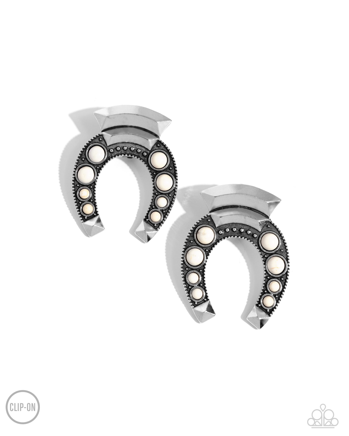 Harmonious Horseshoe - White Earring