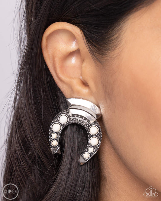 Harmonious Horseshoe - White Earring