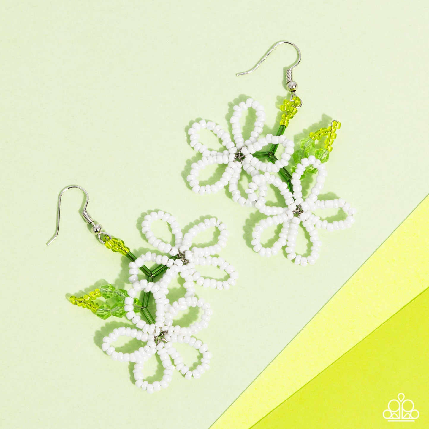 Beaded Blooms - White Earring