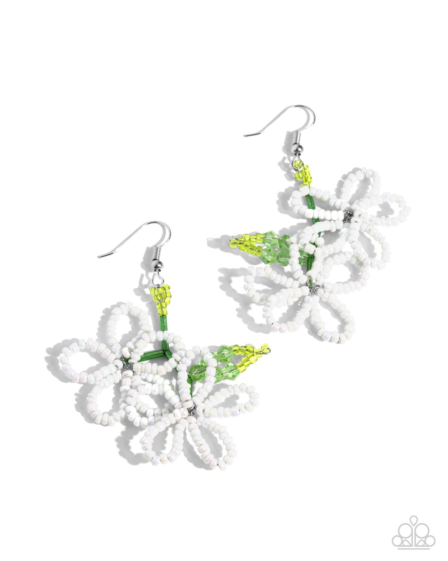 Beaded Blooms - White Earring