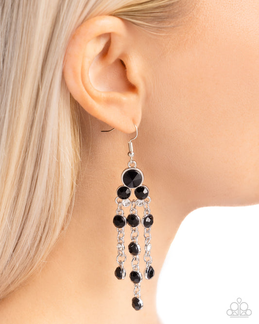 Cascading Clarity - Black Earring