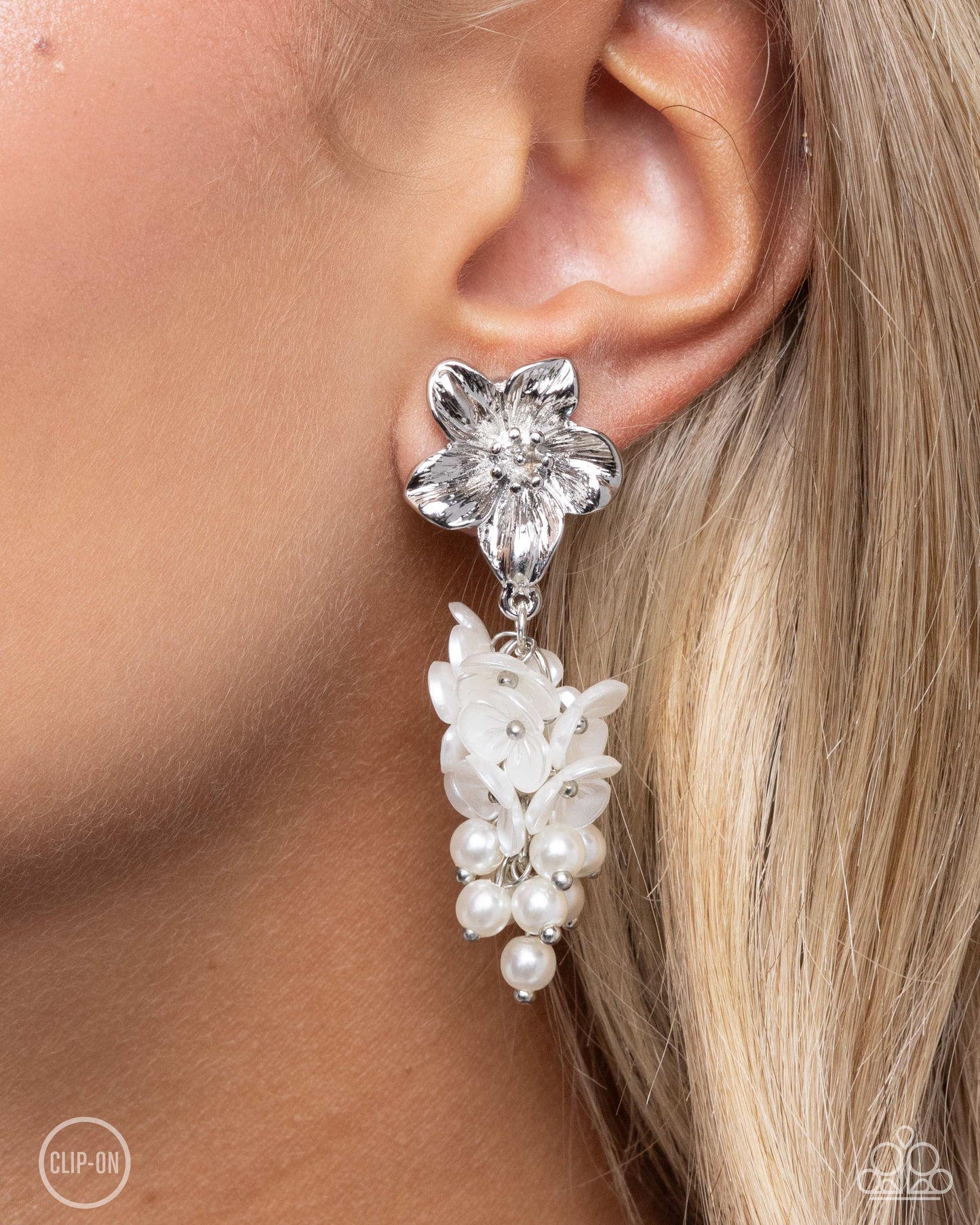 Bouquet Bling - White Earring