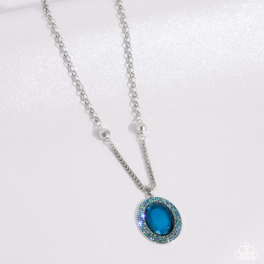 Manufactured Majesty - Blue Necklace - Exclusive Life of the Party September 2024