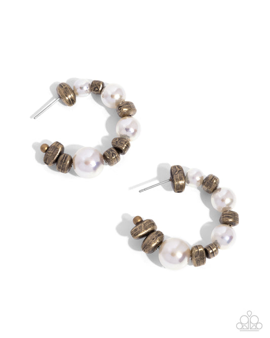 Playful Pearls - Brass Earring