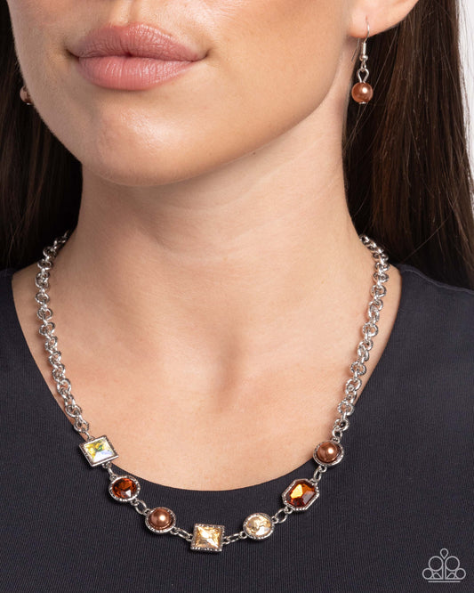 Bejeweled Bravado - Brown Necklace