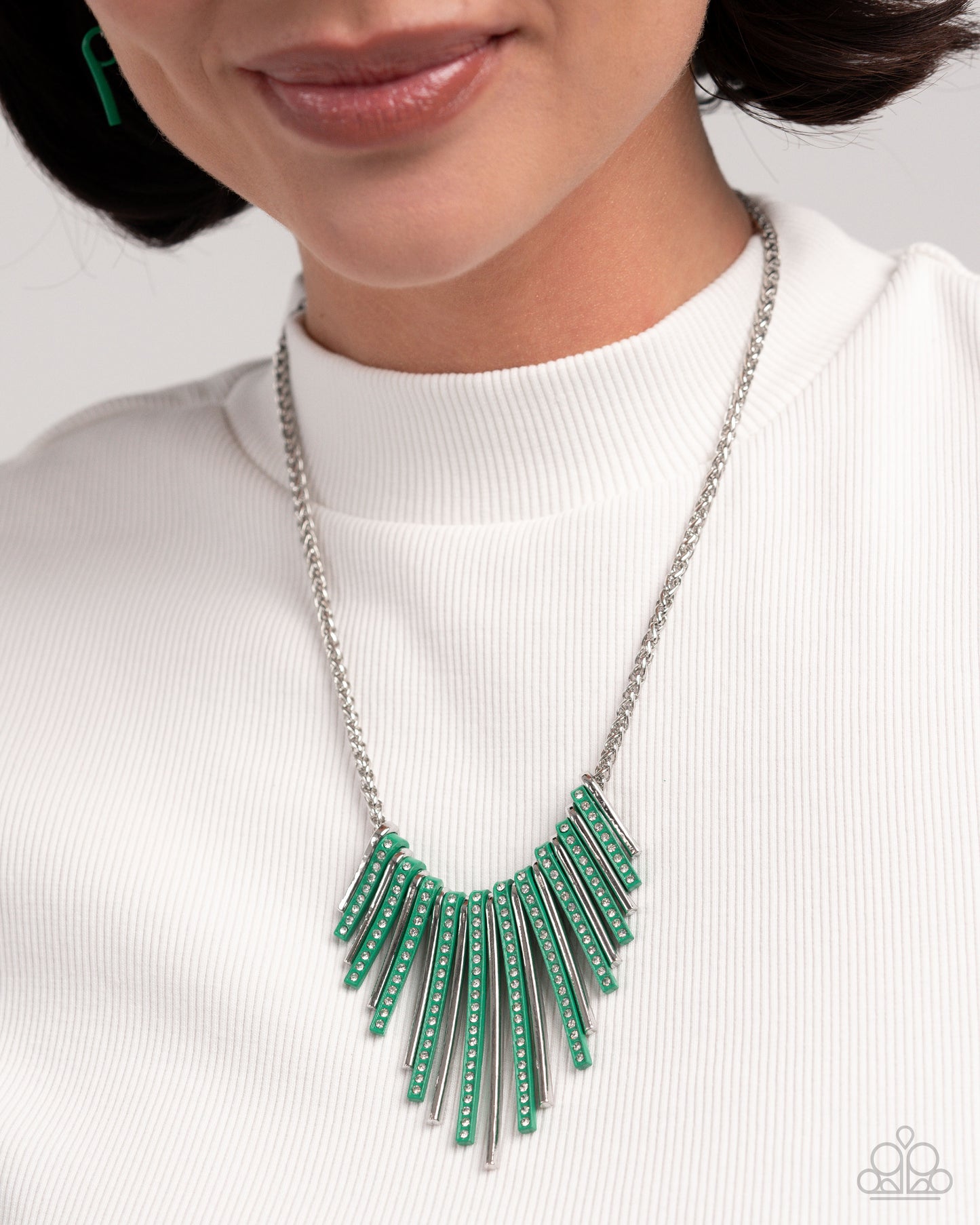 Fashionable Fringe - Green Necklace