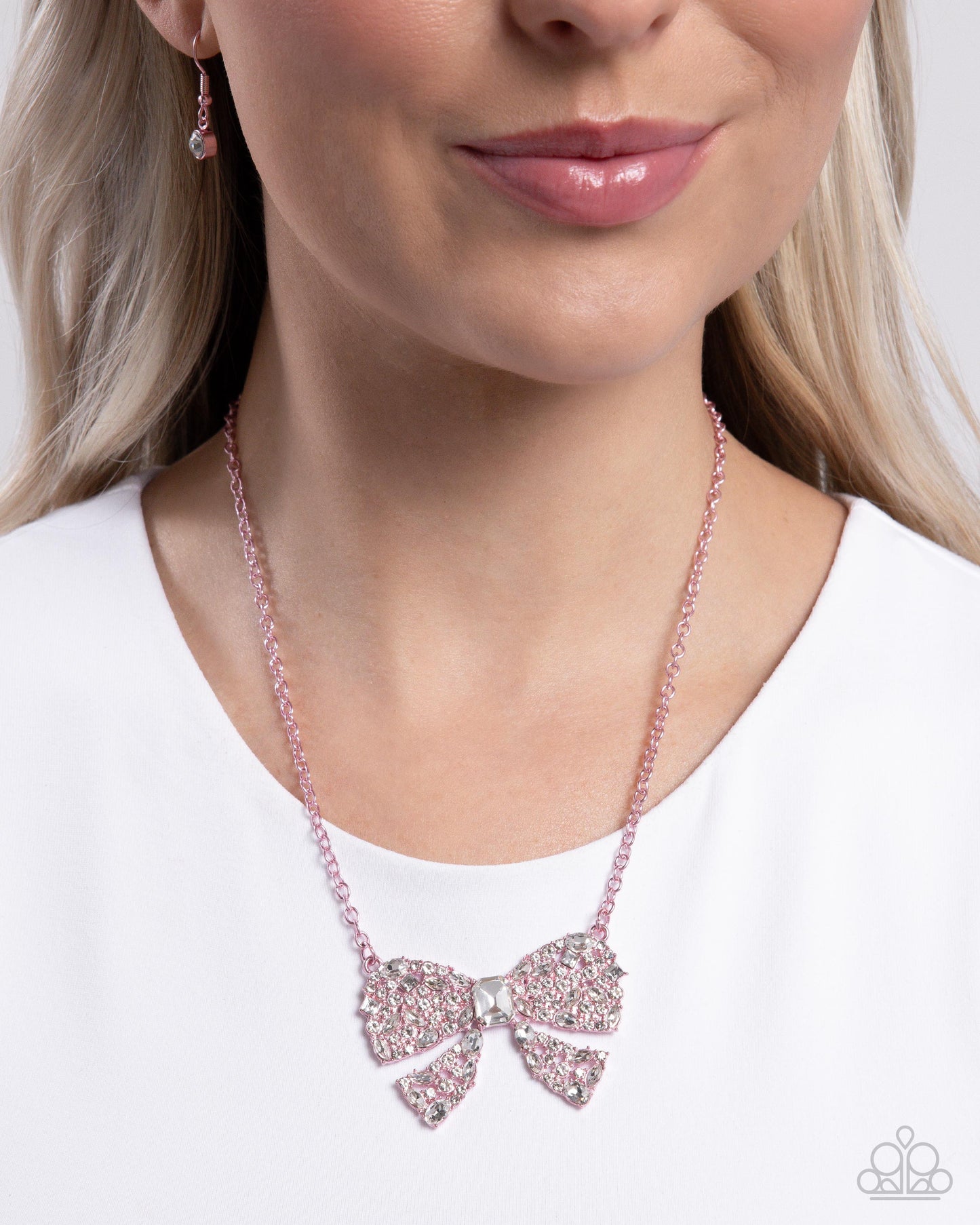 Bewitching Bow - Pink Necklace