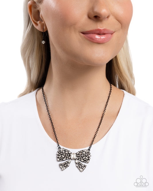 Bewitching Bow - Black Necklace