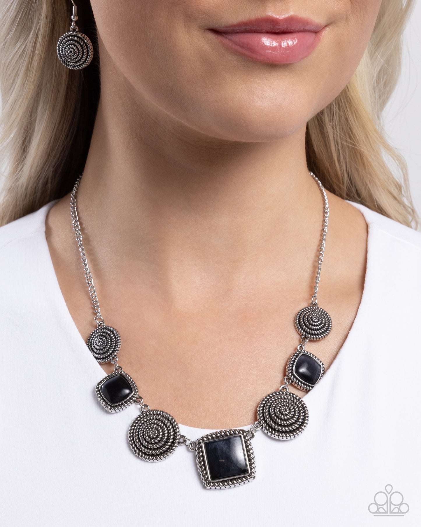 Spiral Sass - Black Necklace