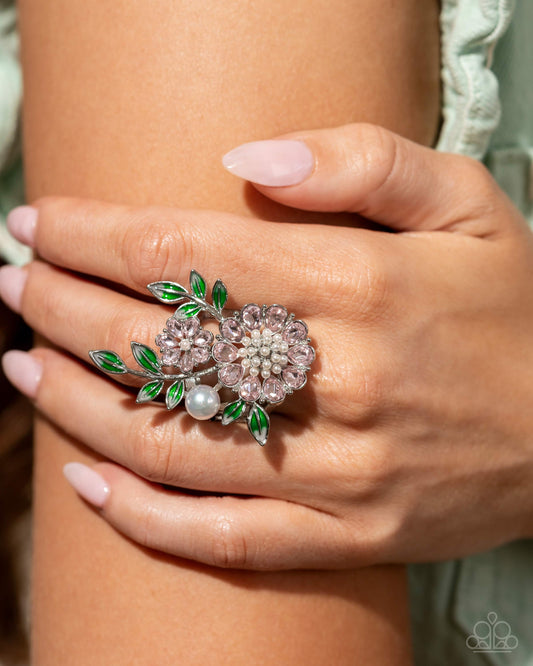 Budding Bling - Pink Rhinestone Ring - Exclusive Life of the Party August 2024