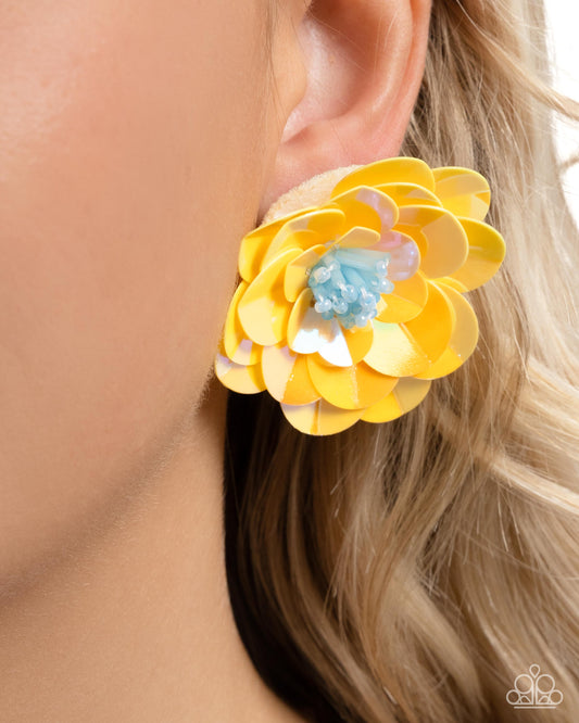 Floating Florals - Yellow Earring