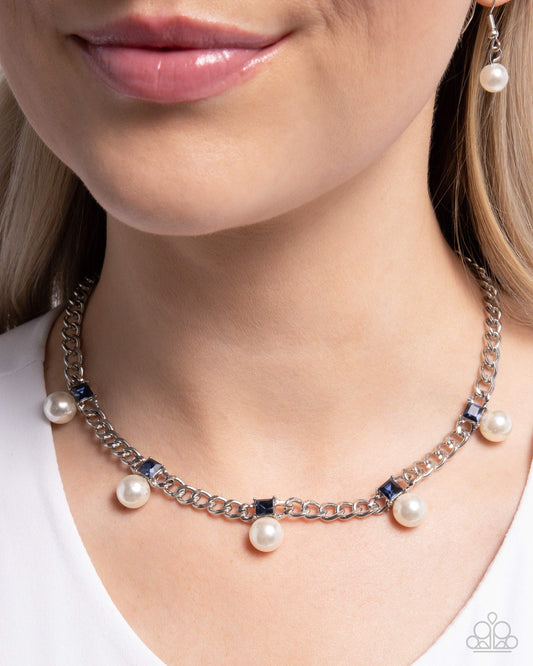 Pearl Pedestal - Blue Necklace