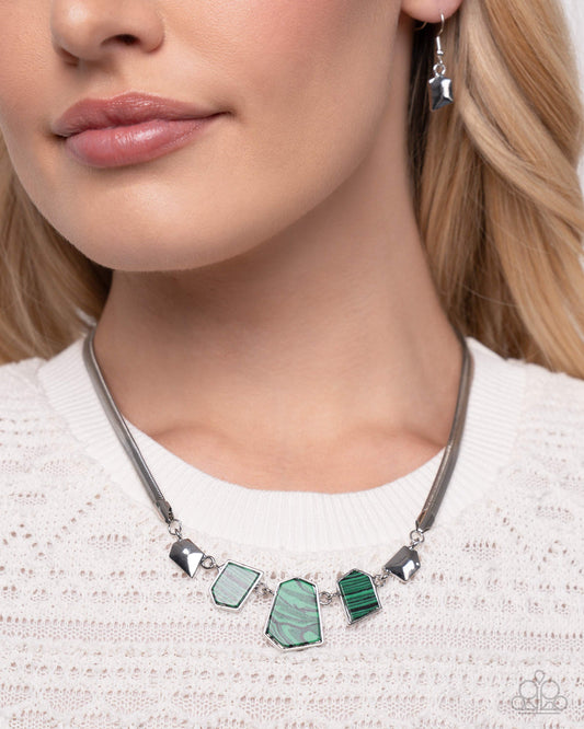 Lined Legacy - Green Necklace