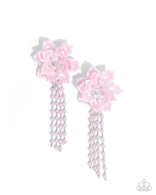 Lotus Length - Pink Earring