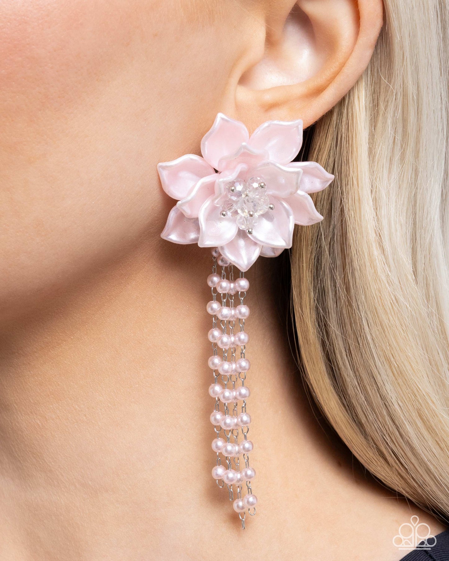 Lotus Length - Pink Earring