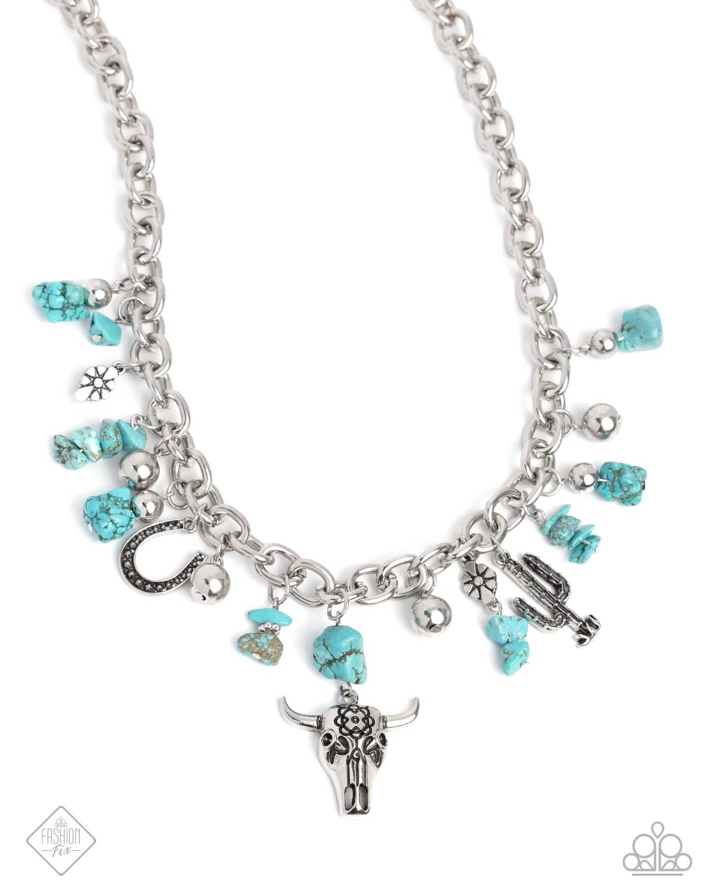 Wild West Whimsy - Turquoise Blue Charm Necklace - Fashion Fix September 2024