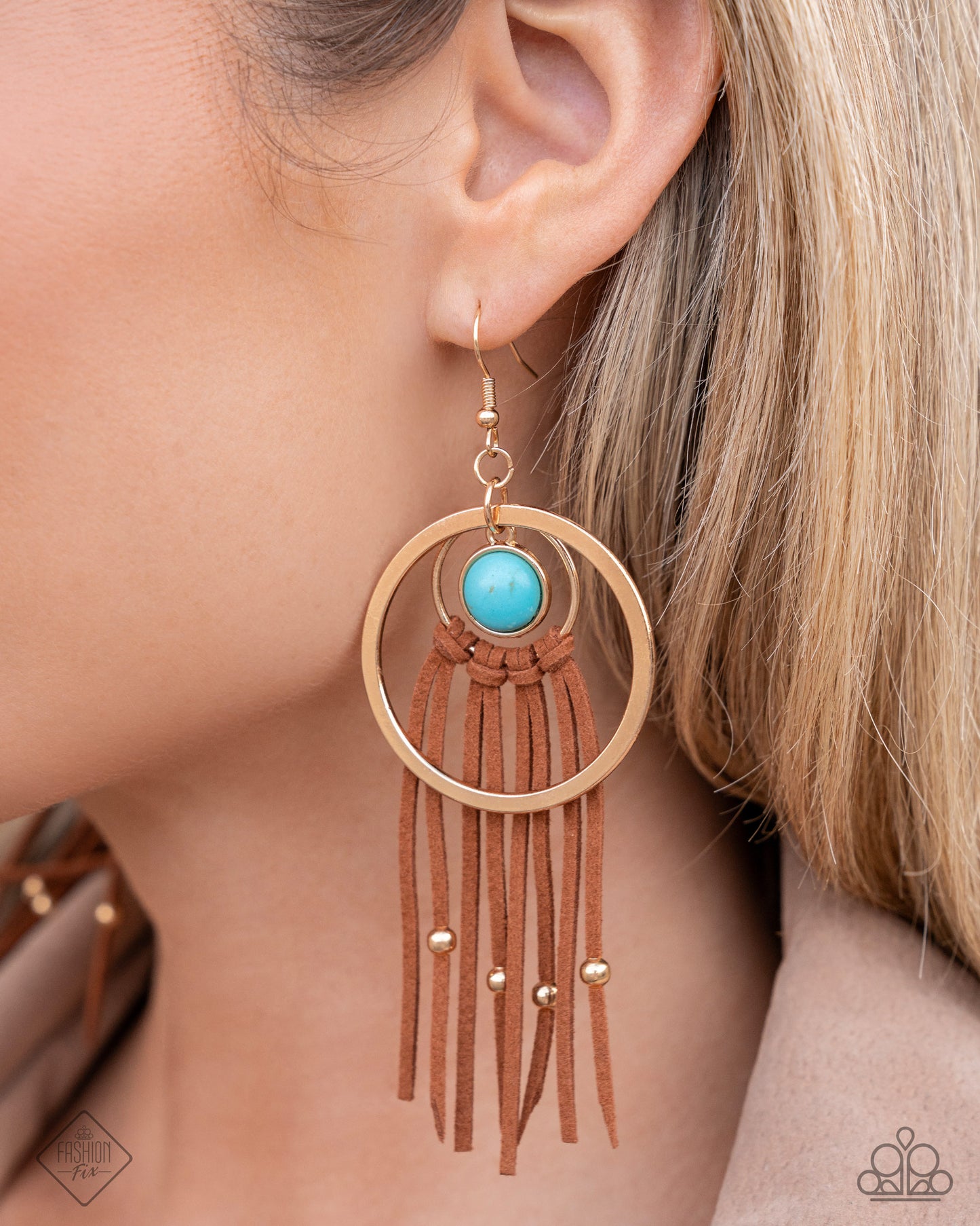 Texan Tapestry - Gold Earring