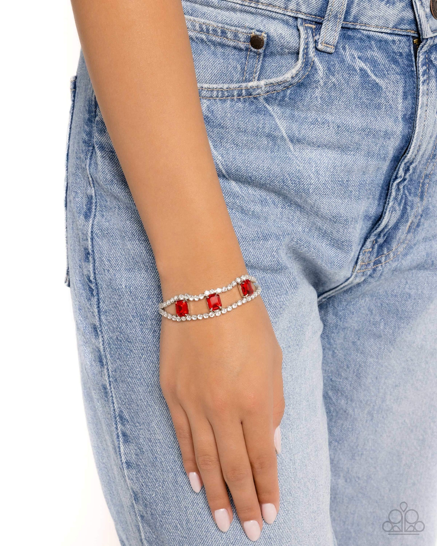 Embedded Elegance - Red Bracelet