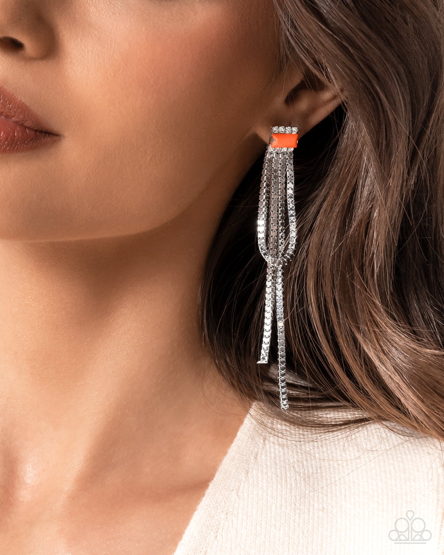 Classy Curves - Orange Earring