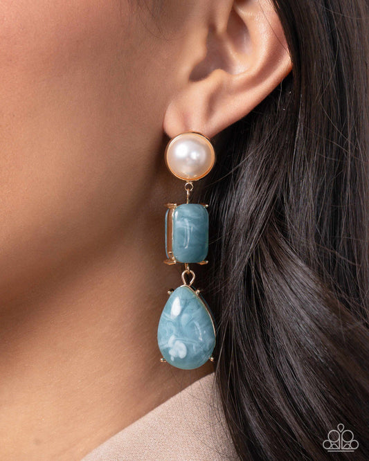 Marbled Masterpiece - Blue Earring