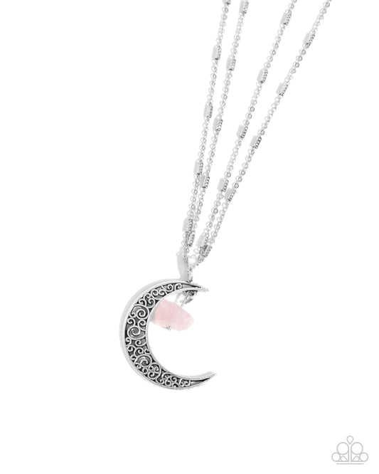 Crescent Charm - Pink Necklace